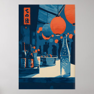 Art mural du marché japonais, scène de rue aux lan