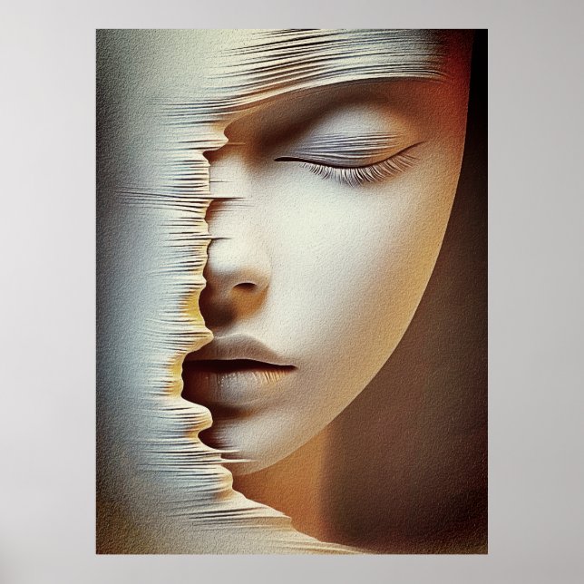 Art mural du visage féminin abstrait – Texturé mod (Devant)