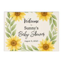 Affiche de bienvenue Baby shower tournesol rustiqu
