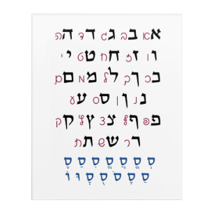 Art Mural En Acrylique Alphabet hébreu avec couleur d'éducation juive Nik