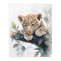 Bébé adorable Leopard - Aquarelle Pépinière Acryli