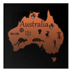 Art Mural En Acrylique carte aborigène australienne avec symboles