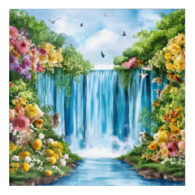 Cascade peinte à l'aquarelle