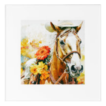 Cheval vintage portant cowgirl casquette