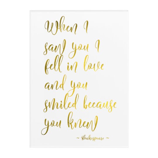 Art Mural En Acrylique Citation Romantique D Amour De Shakespeare En Zazzle Fr