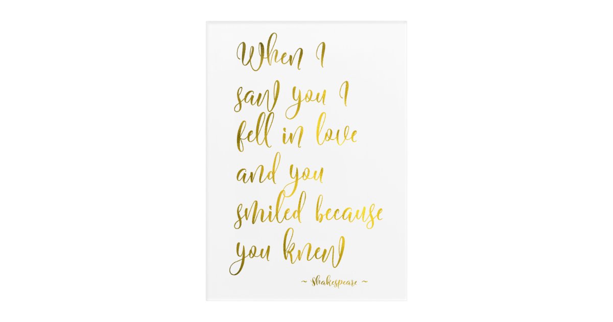 Art Mural En Acrylique Citation Romantique D Amour De Shakespeare En Zazzle Fr