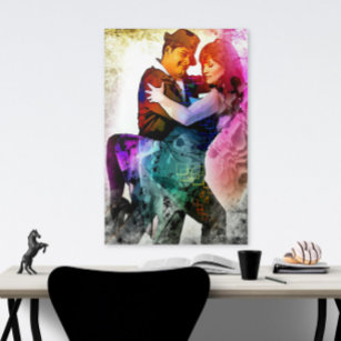 Art Mural En Acrylique Couple romantique coloré Danseurs de Tango en amou