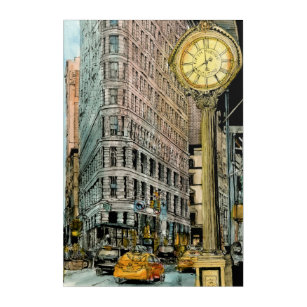 Art Mural En Acrylique Destinations   Horloge Vintage de la cinquième ave