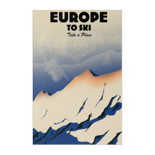 Art Mural En Acrylique Europe à Ski "Prenez un avion" Photo Imprimer