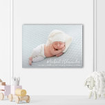 Art Mural En Acrylique Faire-part de naissance photo bébé Elegance modern<br><div class="desc">L'art mural en acrylique élégamment sucré présente votre photo préférée de nouveau-né en plein saignement, et le nom et les statistiques de naissance de votre bébé en lettres blanches chic. **Le service de design en direct peut vous aider à organiser votre design si nécessaire. CORRESPONDRE des articles dans notre magasin....</div>