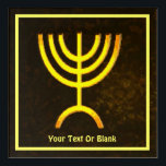 Art Mural En Acrylique Flamme de Menorah<br><div class="desc">Un rendu numérique brun et or de la menorah juive à sept branches (hébreu : מְ נ וֹ רָ ‎). Ajoutez votre propre texte. La menorah à sept branches, utilisée dans le sanctuaire portatif mis en place par Moïse dans le désert et plus tard dans le Temple de Jérusalem, est...</div>