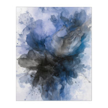 Fleur Abstraite Grise et Bleue Élégante