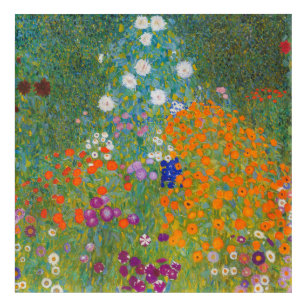 Art Mural En Acrylique Gustav Klimt - Jardin des fleurs