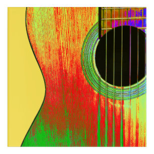 Art Mural En Acrylique Instrument de musique Guitare Abstraite colorée