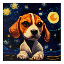 Joli Beagle Chiot Dans Vincent Van Gogh Style