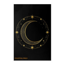 Luxe Or Noir Art Acrylique Lune Céleste