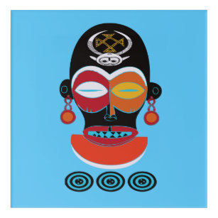 Art Mural En Acrylique Masque coloré de la tribu africaine