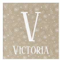 Monogramme Fleuris Marron et Blanc de Ferme