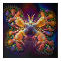 Papillon abstrait aux couleurs du coucher du solei