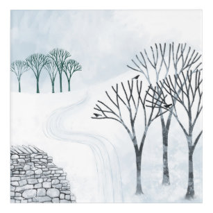 Art Mural En Acrylique Peinture du paysage de neige en hiver
