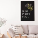 Art Mural En Acrylique Rose gothique Noir Confiance Dans Votre Magie<br><div class="desc">Impression d'art gothique et en métal foncé avec illustration de roses noirs avec un texte qui dit "faites confiance à votre magie".</div>