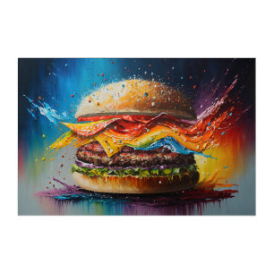 Art Mural En Acrylique Tableau de série de hamburgers Abstraits