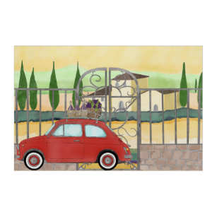 Art Mural En Acrylique Vignoble Fiat 500 en Toscane