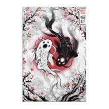 Yin et Yang Japonais Koi Peinture de poisson