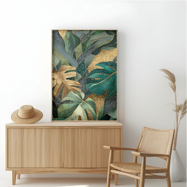 Art mural en or de feuilles tropicales de luxe (Créateur téléchargé)