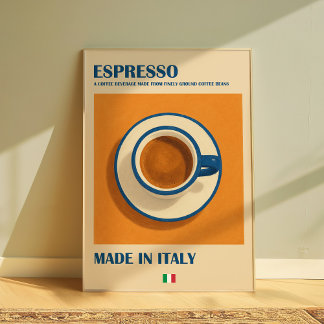 Art mural espresso italien, Café minimaliste rétro