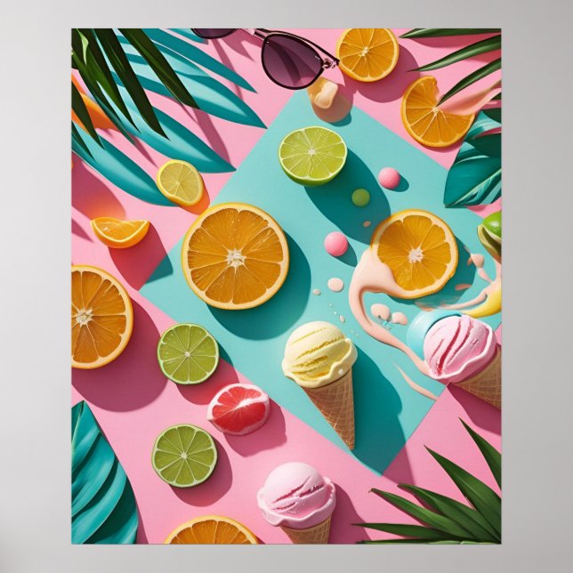 Art mural esthétique de plage et d'agrumes tropica (Devant)