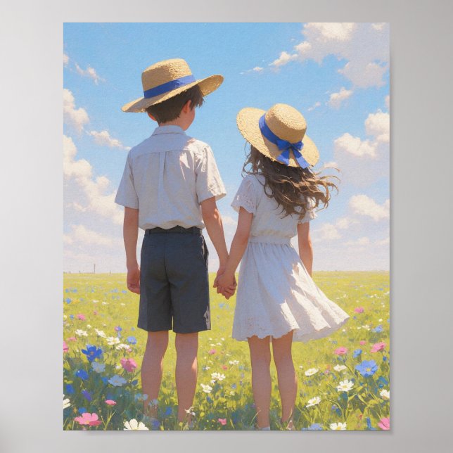 Art mural esthétique d'été | Garçon et fille (Devant)