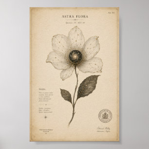 Art mural floral d'astronomie antique