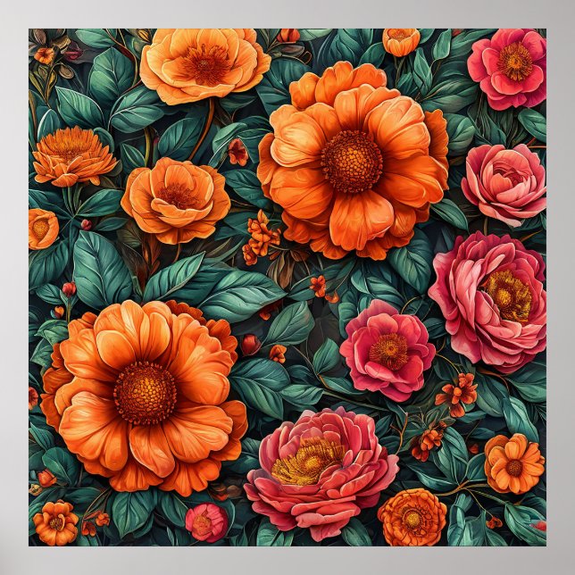 🌺 Art mural floral vibrant pour décoration modern (Devant)