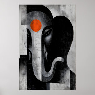 Art mural Ganesh Tête d'éléphant minimaliste - Ora