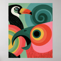 Art mural géométrique abstrait toucan du milieu du