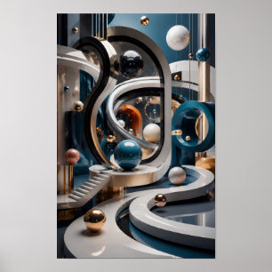Art mural géométrique infini 3D de luxe
