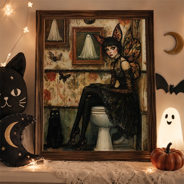 Art mural Halloween chat noir fée gothique (Créateur téléchargé)