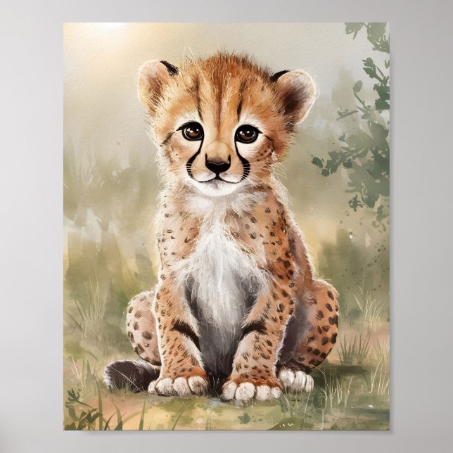 Art mural imprimable aquarelle guépard (Devant)