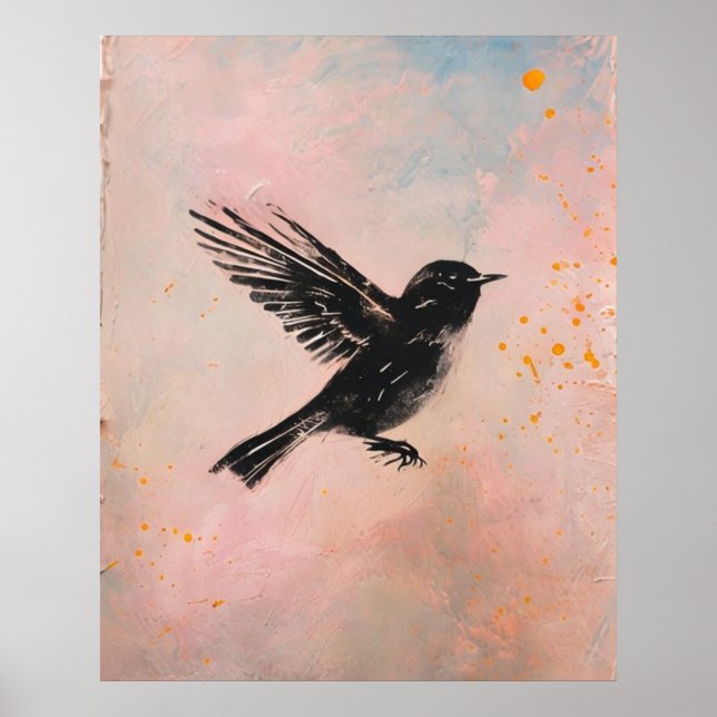 Art mural imprimable d'oiseau à l'aquarelle (Devant)