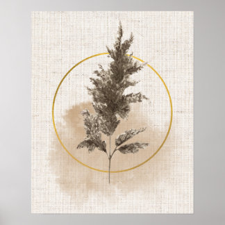 Art mural minimaliste boho herbe de Pampas tons te
