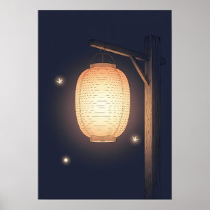 Art mural minimaliste de lanterne d'anime