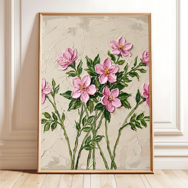 Art mural minimaliste jasmin rose vibrant (Créateur téléchargé)