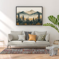 Art mural minimaliste zen de la forêt de pins