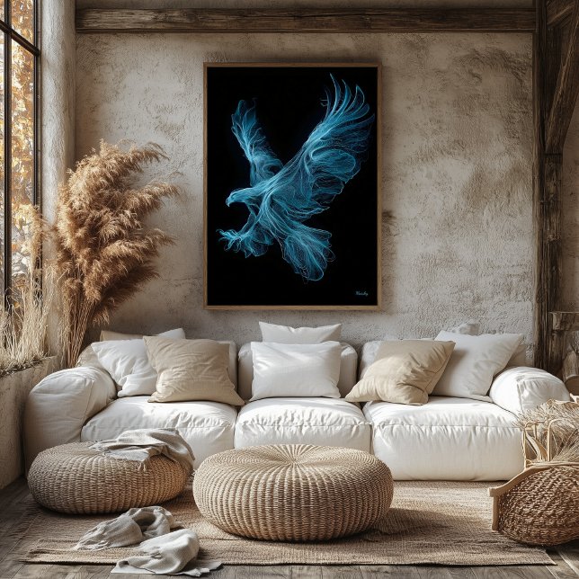 Art mural néon futuriste aigle bleu filament (Créateur téléchargé)
