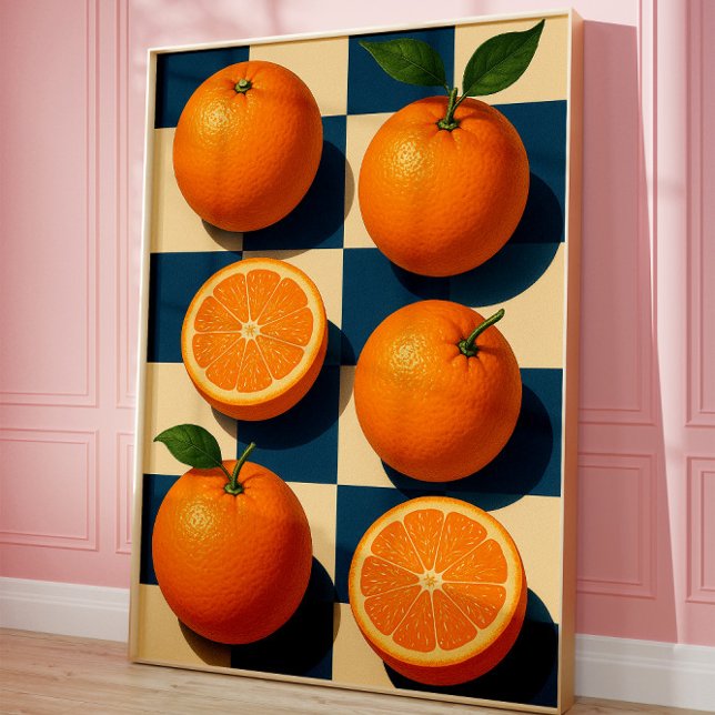 Art mural orange, Art fruit orange rétro (Orange art poster)