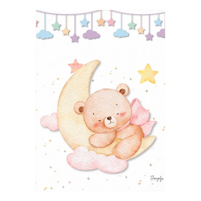 Art mural ours en peluche endormi imprimable  (Printable Sleeping Teddy Bear Wall Art)