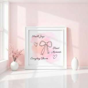 Art mural personnalisé aquarelle rose coquette