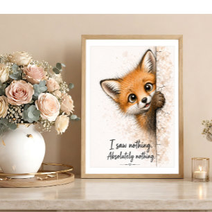Art mural renard curieux Impression artistique d'a