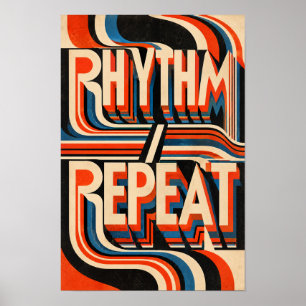 Art mural typographique géométrique rétro « Rhythm
